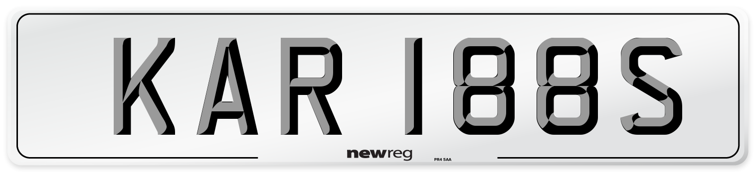 KAR 188S Number Plate from New Reg